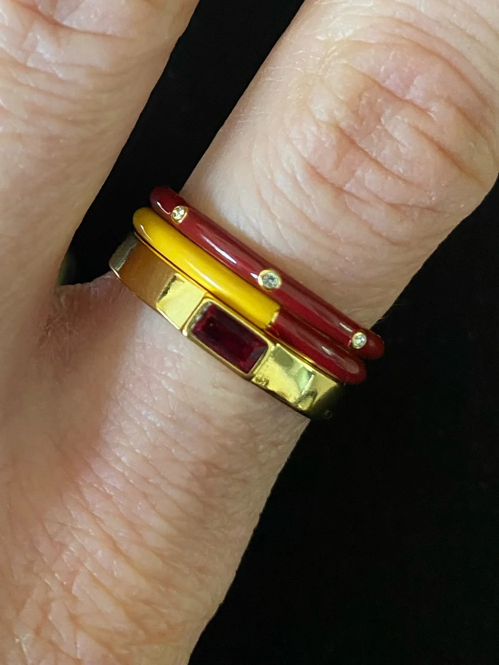 Pura Vida Yellow and Red Stacked Ring Set - Picture 6 of 7